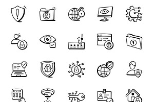 Set Of Trendy Doodle Security Icons