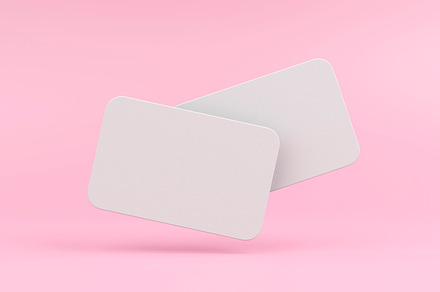Blank white business cards isolated on pink pastel background 3D illustration, a Business Photo by RF Images