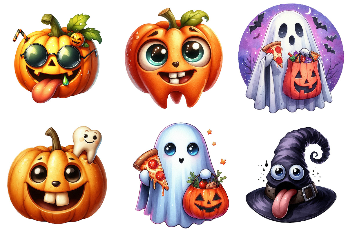Funny Halloween Clipart, an Illustration by Watercolor design (Photo 4 of 4)