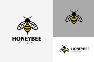 yellow vintage honey bee simple logo