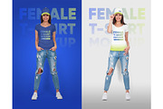Female T-Shirt & Baseball Cap Mockup, a Shirt Mockup by Hi, Mock-Up! (Thumbnail 4 of 8)