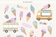 Ice Cream Summer Vector Clipart, a Decorative Illustration by Jenny Quince (Thumbnail 2 of 10)