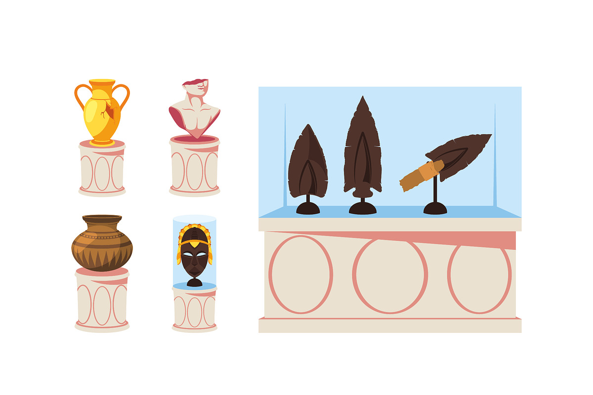 Museum Artifacts Fossils Icons Set preview 2