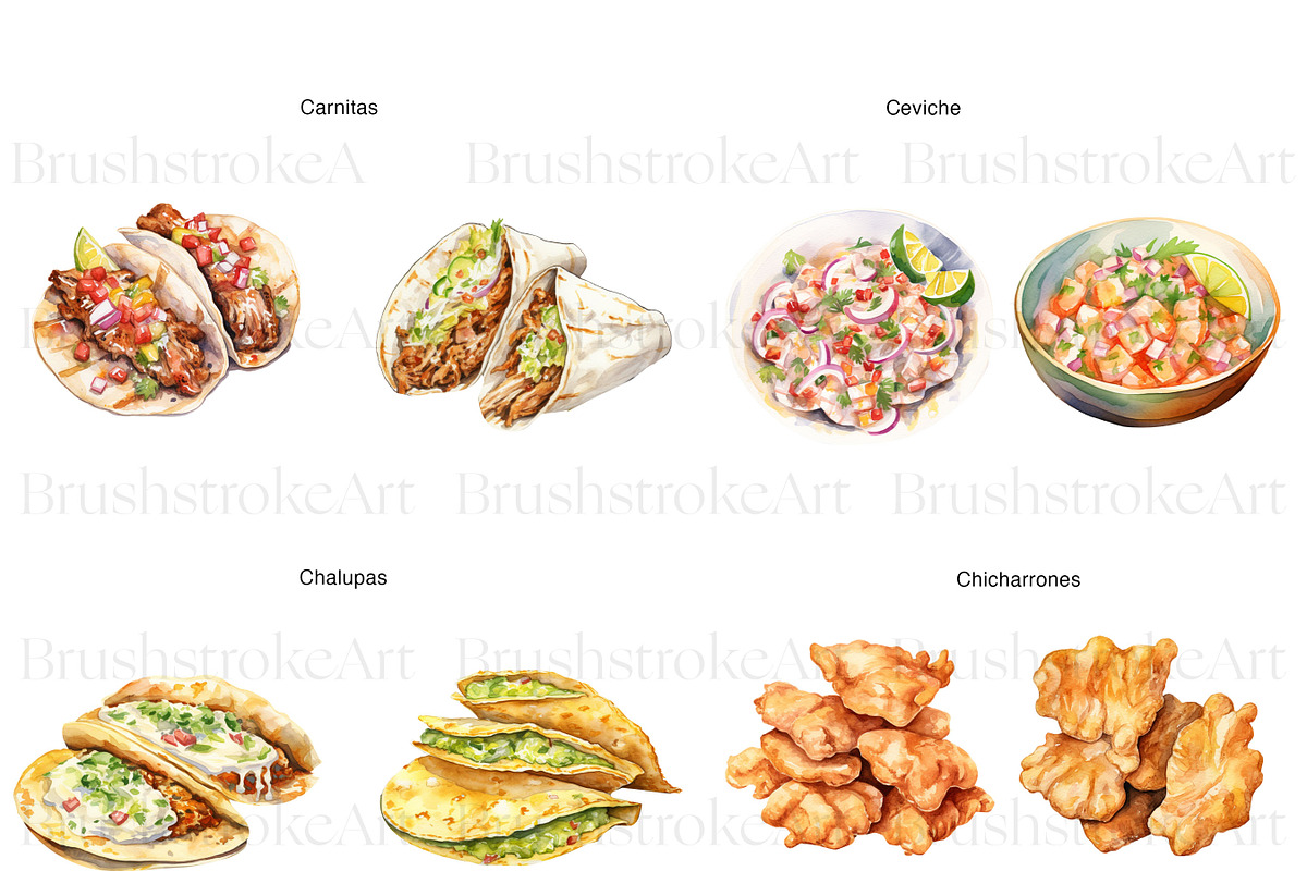Mexican Food Clipart, Tacos, Nachos, a Food Illustration by BrushstrokeArtGB (Photo 2 of 9)