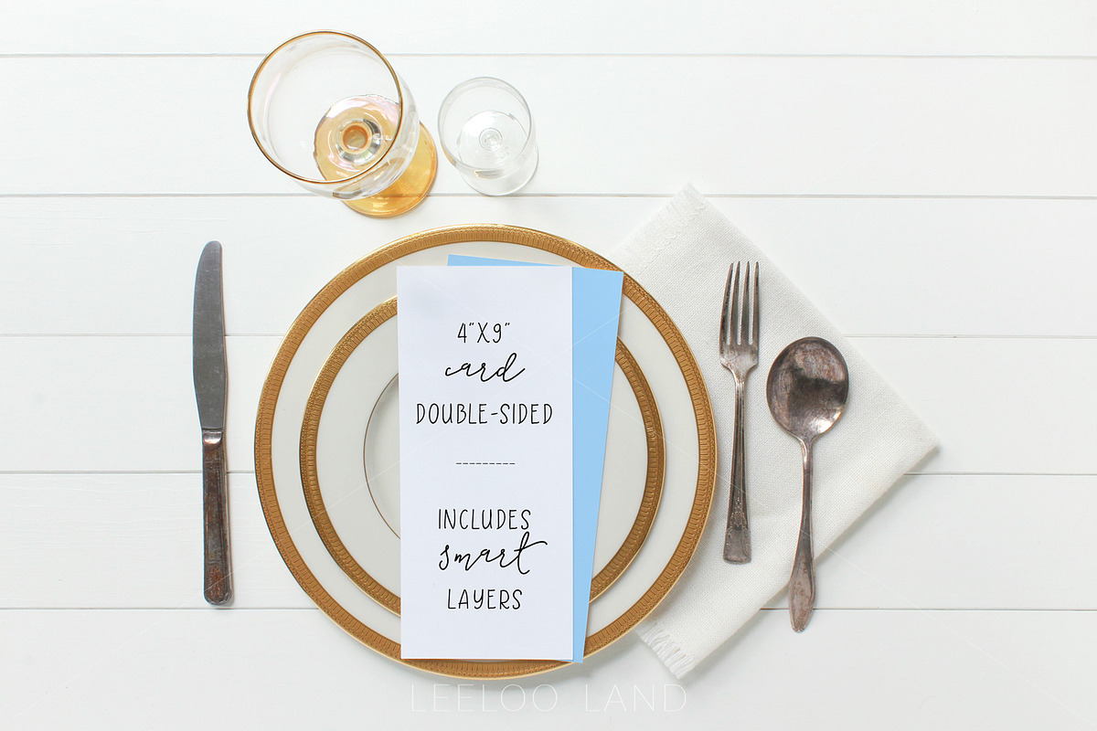 Gold Two-Sided Program/Menu Mockup, a Product Mockup by ILLONA GRAPHICS (Photo 2 of 4)
