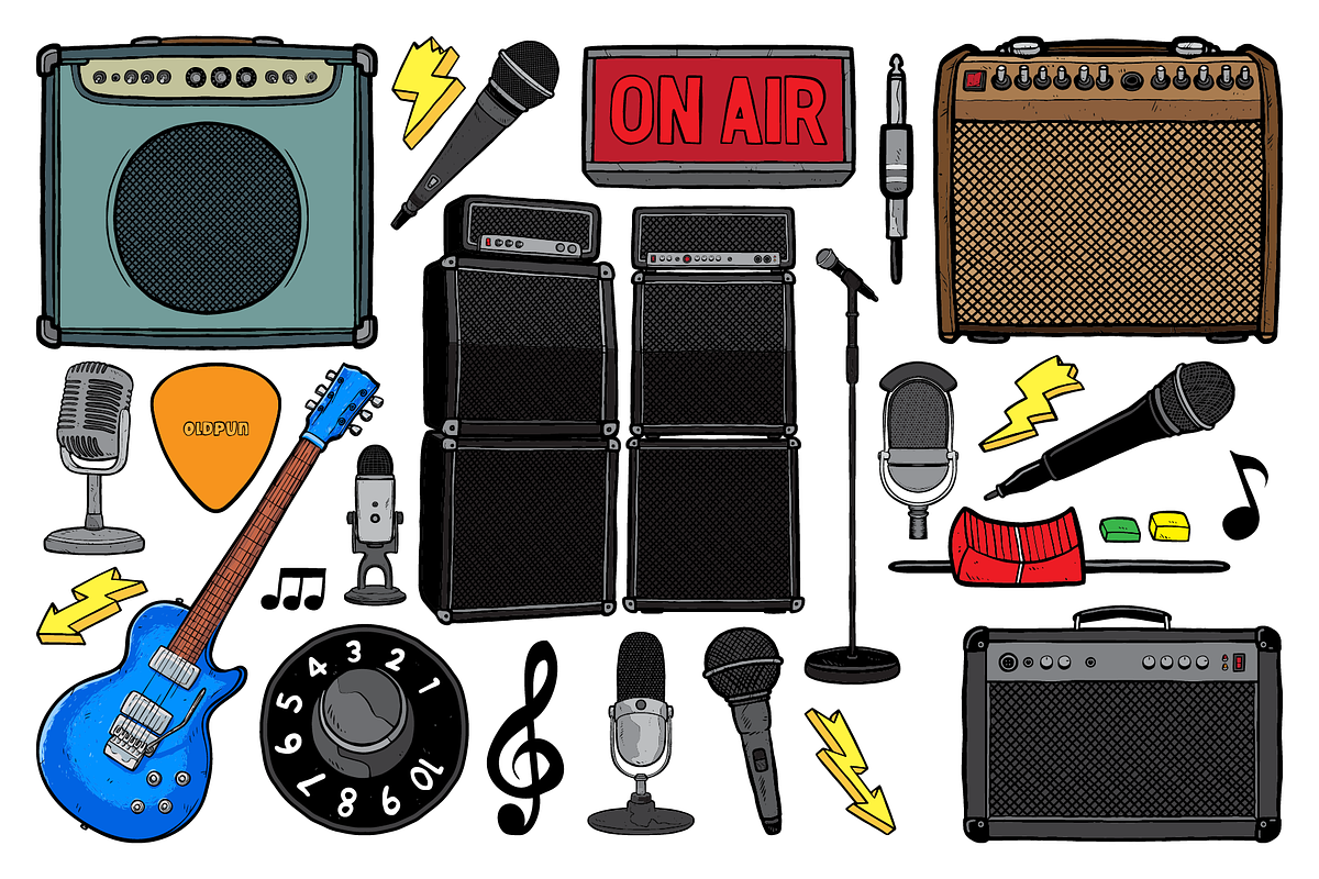 Amps and Mics Vector Pack, an Object Illustration by Vectory by BSC (Photo 2 of 2)