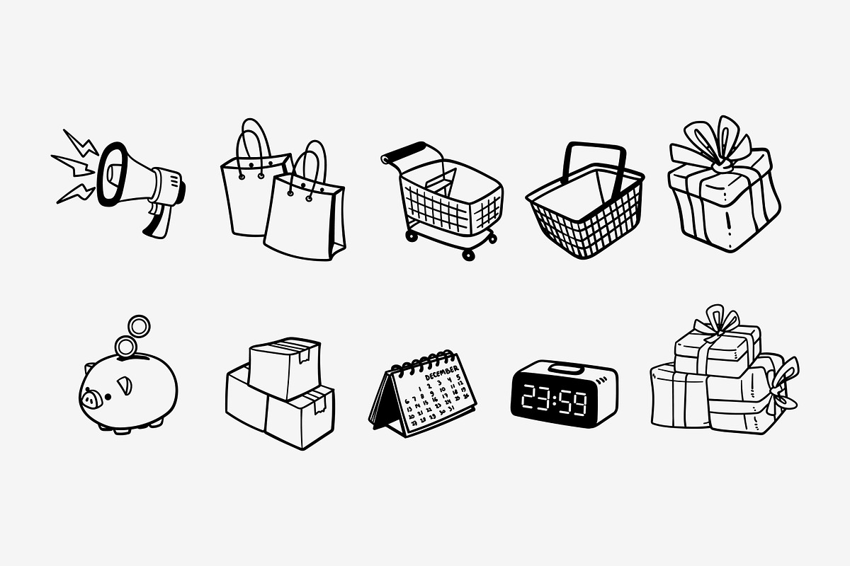 Year-End Sale Doodle Illustration, an Object Graphic by SLAB! Design (Photo 3 of 3)