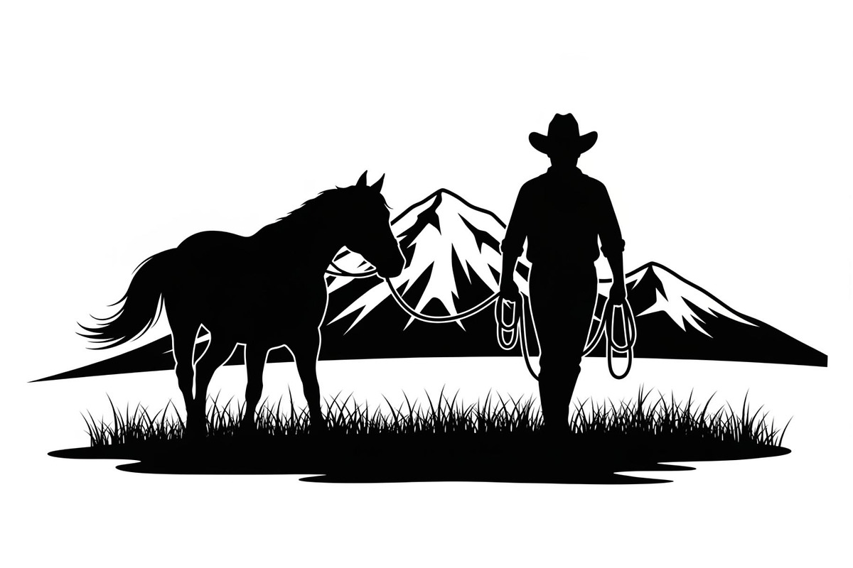 Western Cowboy Horse Silhouette Bund, an Illustration by Designs_River (Photo 40 of 51)