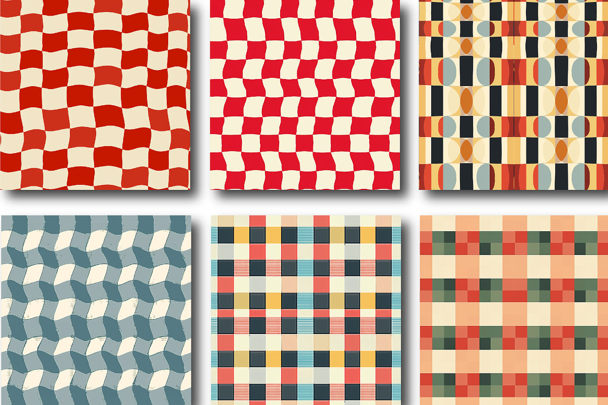 Modern Wavy Checkerboard Patterns, a Pattern Graphic by DreamCafeArt