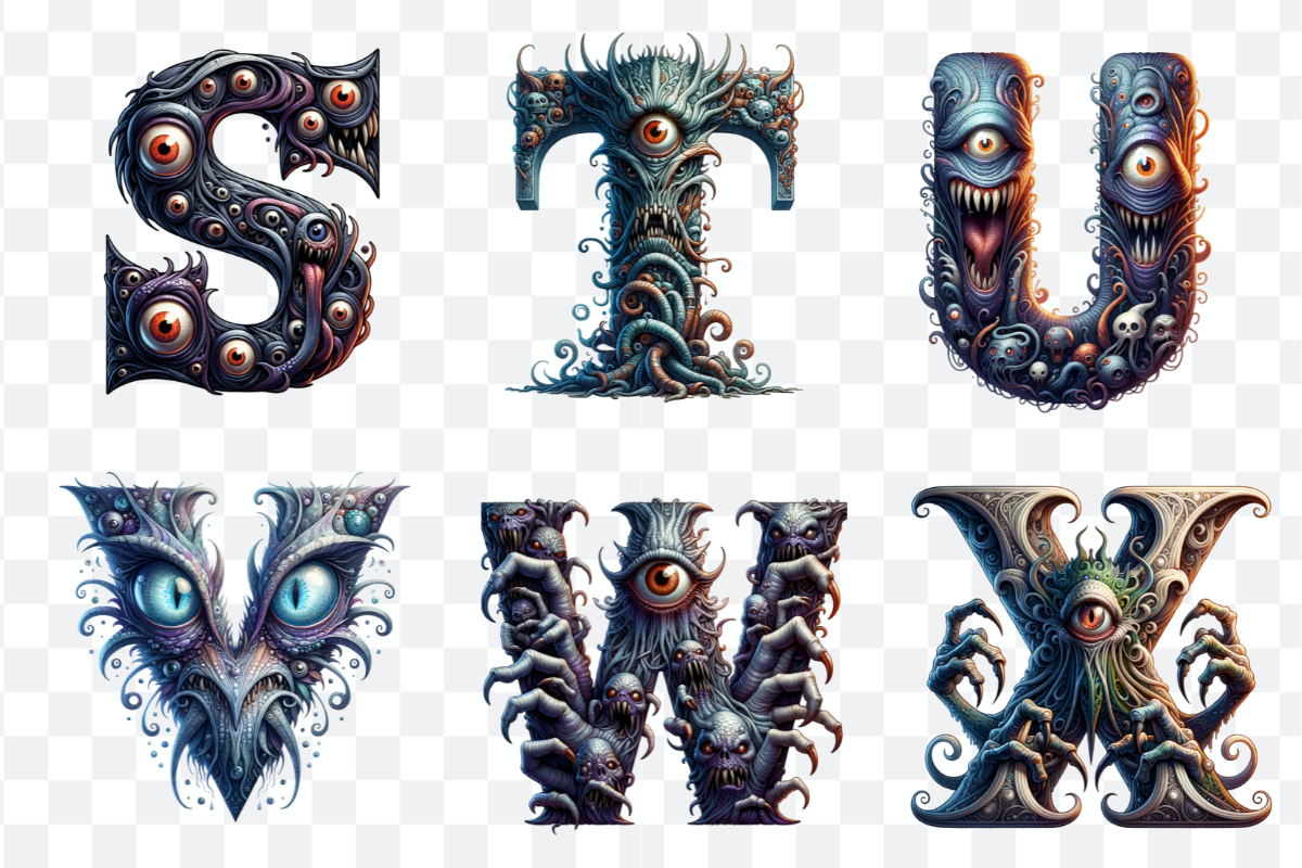 Monster Font Alphabet and Numbers, a Symbol Font by Bubble Pixel (Photo 7 of 8)