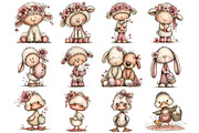 Whimsical Easter Animals Clipart, an Illustration by DreamPrint404 (Thumbnail 5 of 7)