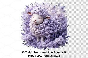 Fluffy sheep made of purple wool, an Animal Illustration by yod67