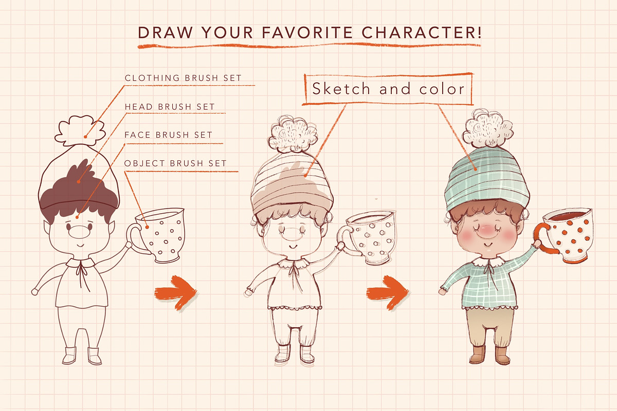 Procreate  Character Bundle 20% Off, a Brush Add-On by Rosangela Curti (Photo 5 of 25)