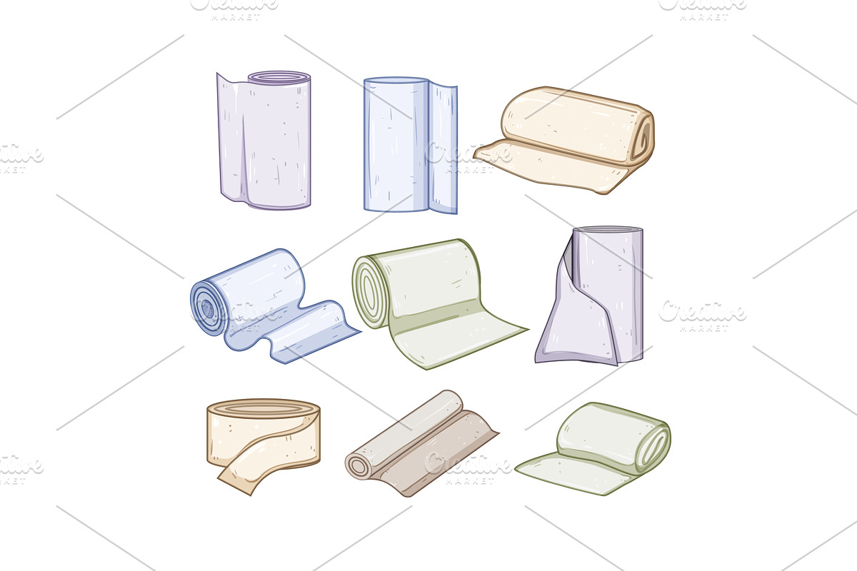 gauze roll set cartoon vector, an Object Illustration by pikepicture