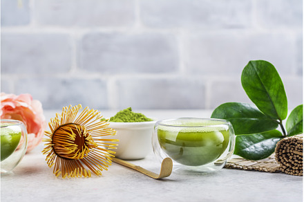 Green matcha tea drink, a Food & Drink Photo by Ekaterina_Markelova