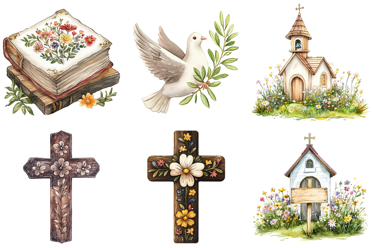 Christian Rustic Easter Clipart, an Illustration by Watercolor design (Photo 9 of 13)