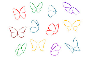 Butterflies Color Silhouettes