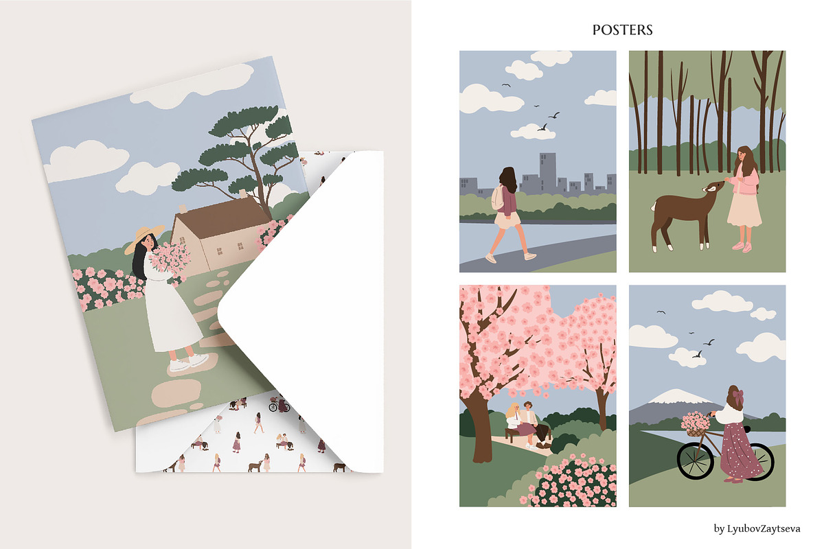 Blossom | Women in nature scenes, a Seasonal Illustration by LyubovZaytseva (Photo 6 of 19)