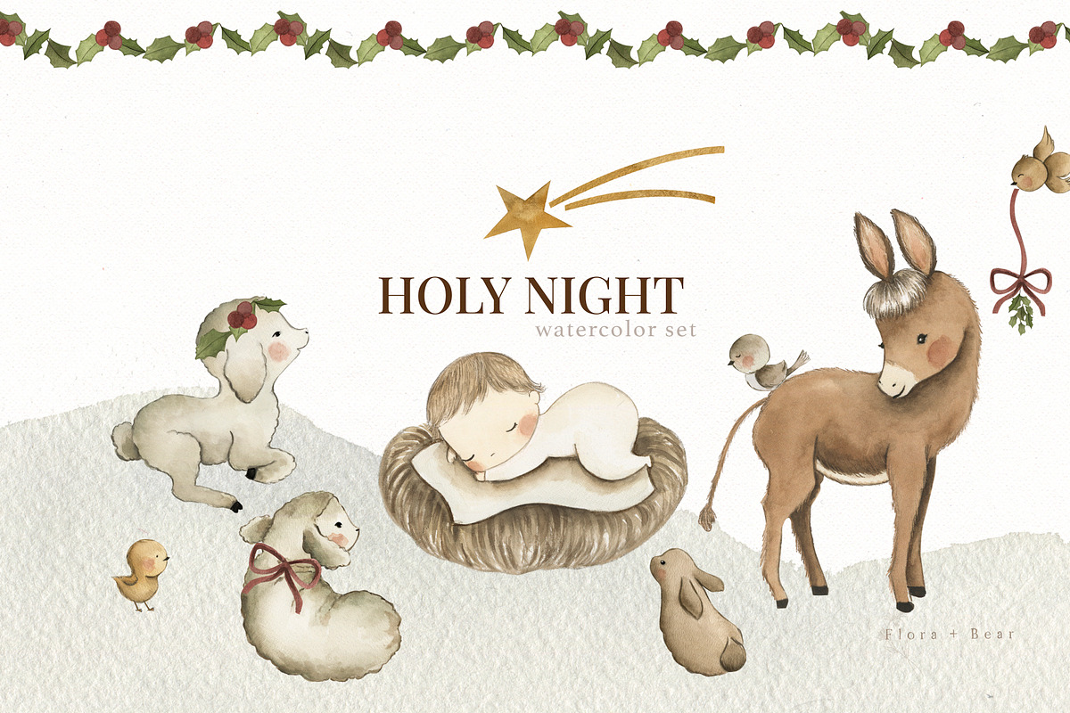 Holy Night - Nativity Scene, an Animal Illustration by Flora+Bear (Photo 1 of 11)