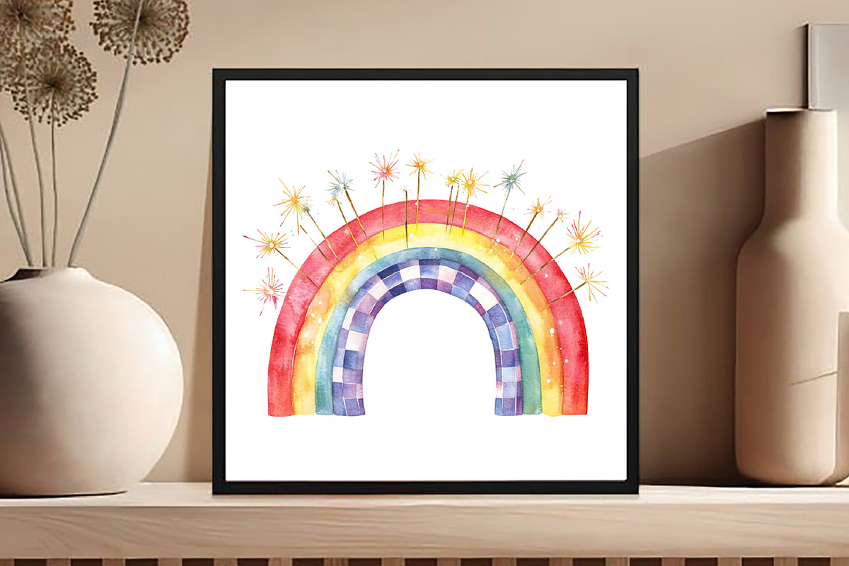 Watercolor Rainbow 4th of July, an Illustration by DreamCafeArt (Photo 4 of 5)