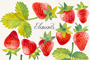 Watercolor Strawberry Fruits Clipart, a Food Illustration by Olga Begak Art & Design (Thumbnail 2 of 5)
