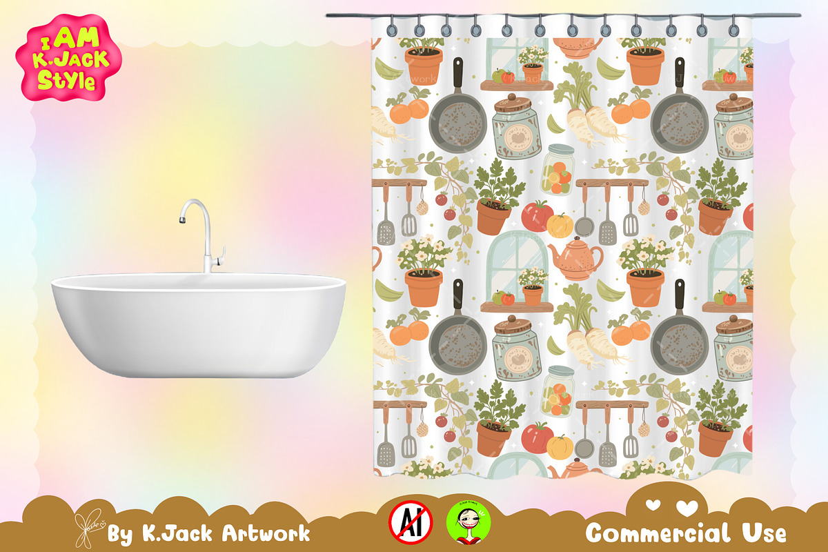 Whimsical Kitchen Harvest Seamless, a Background Graphic by K.JackArtwork (Photo 7 of 8)