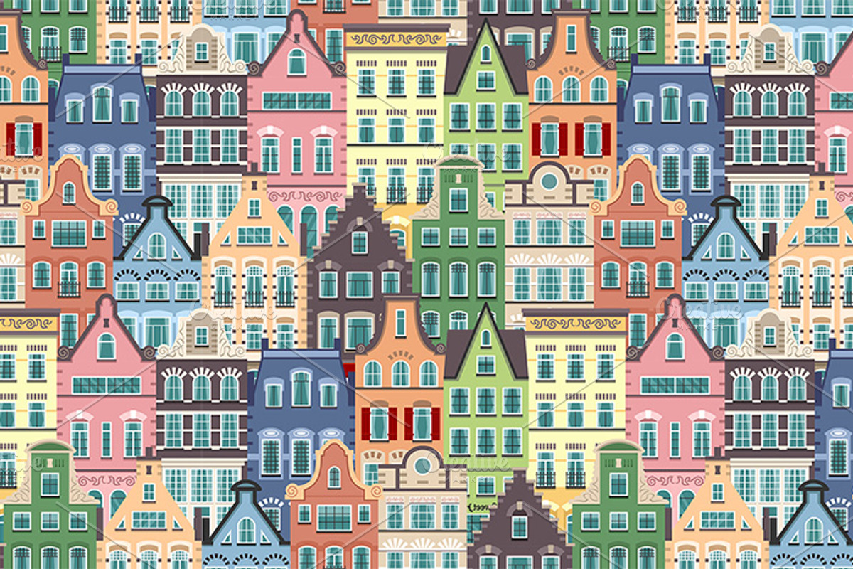 Seamless pattern of Holland houses, a Pattern Graphic by Primula`s shop (Photo 3 of 3)