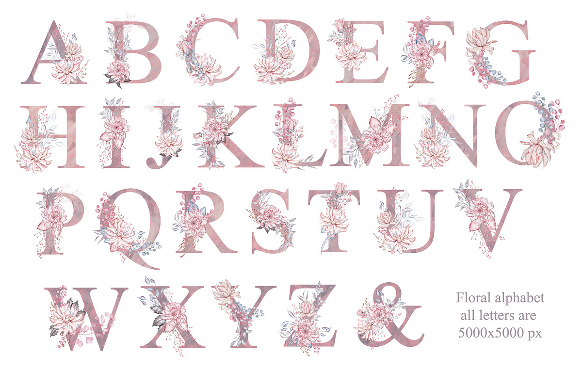 Dusty pink watercolor floral set, a Graphic by TatiArti (Photo 8 of 12)