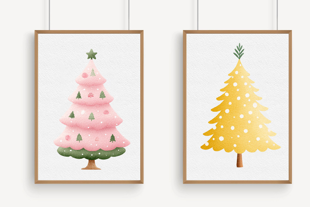 Watercolor Christmas Tree Clipart, an Illustration by Libby Wishes (Photo 4 of 6)