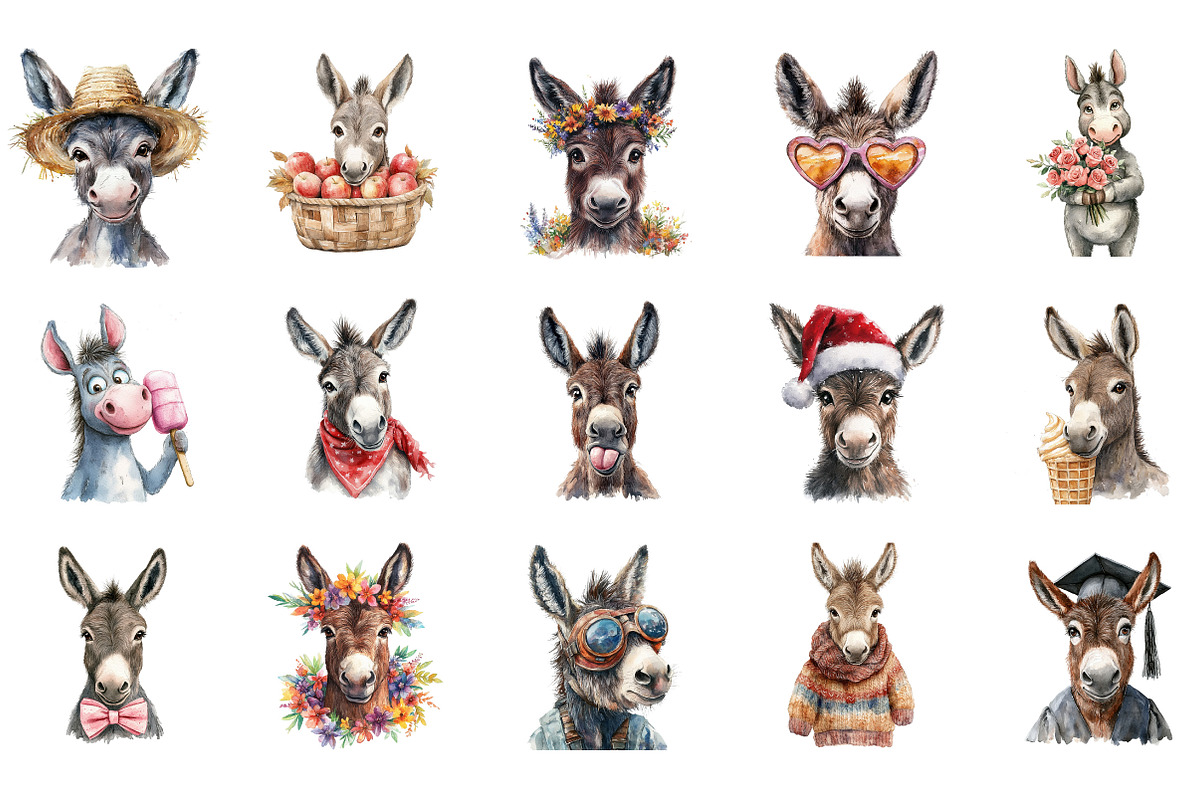 Cute Funny Donkey Sublimation, an Illustration by Designking (Photo 2 of 5)