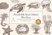 Hand Drawn Sea Critters Set, an Animal Illustration by Well Rock Designs (Thumbnail 1 of 8)