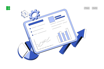 Business analytics on tablet screen