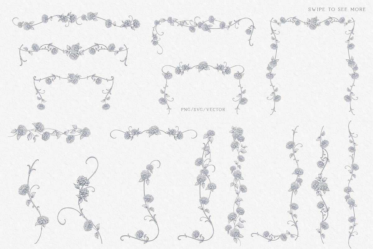 Hydrangea line art flowers, an Object Illustration by Sensual Art (Photo 4 of 9)