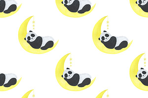 Sleeping Animals Watercolor Pattern