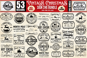 Vintage Christmas Sign SVG Bundle