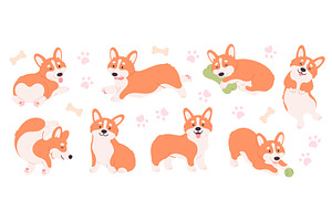 Funny corgi characters. Positive, an Animal Illustration by LadadikArt