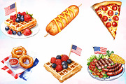 Watercolor Memorial Day Fast Food, an Illustration by Canvas Craft (Thumbnail 2 of 4)