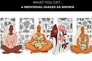 Feminine Meditative Portraits –4 PNG, a Decorative Illustration by InkyQueenArt (Thumbnail 2 of 4)