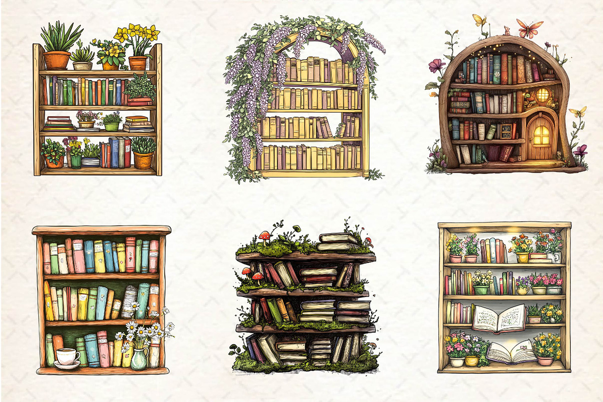 Spring Bookshelves Clipart, an Illustration by Dream Creation (Photo 4 of 6)