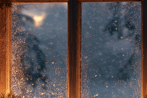 Cozy Christmas window with candles, snow and frosted glass, a Food & Drink Photo by José Manuel Gelpi