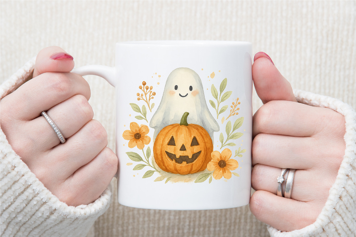 Ghost Pumpkin Floral Fall Halloween, an Illustration by Sublimation Artist (Photo 8 of 9)