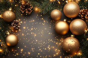 Festive holiday decorations with gol, a Photo by Tanuart