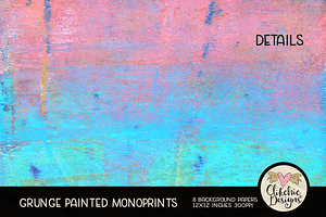 Grunge Painted Monoprint Backgrounds