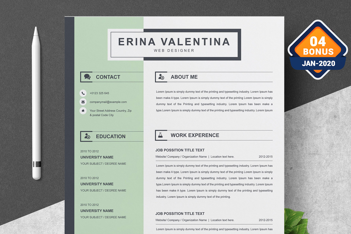 Resume/CV Bundle | 200+ for $29, a Resume Template by ResumeInventor (Photo 95 of 207)