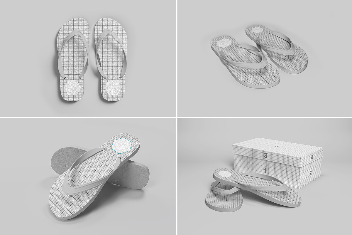 Flip Flops Packaging Mockup 6 Views, a Packaging Mockup by Illusiongraphic (Photo 9 of 20)