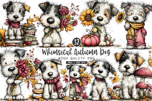 Whimsical Autumn Dog Clipart Bundle, a Seasonal Illustration by OK Design