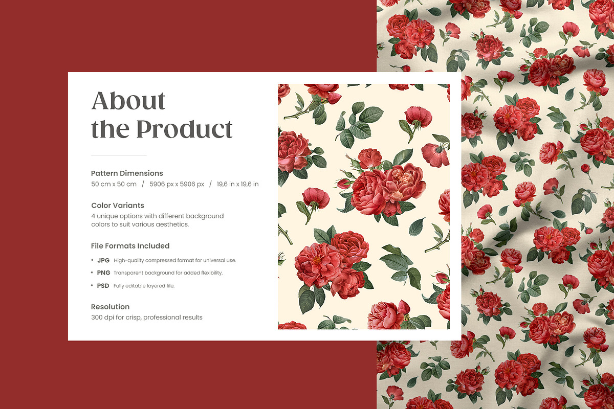 Classic Vintage Roses Pattern, a Pattern Graphic by Yello_illustration (Photo 2 of 16)