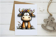 Whimsical Spring Highland Cow Clipar, an Illustration by Design Market (Thumbnail 4 of 5)