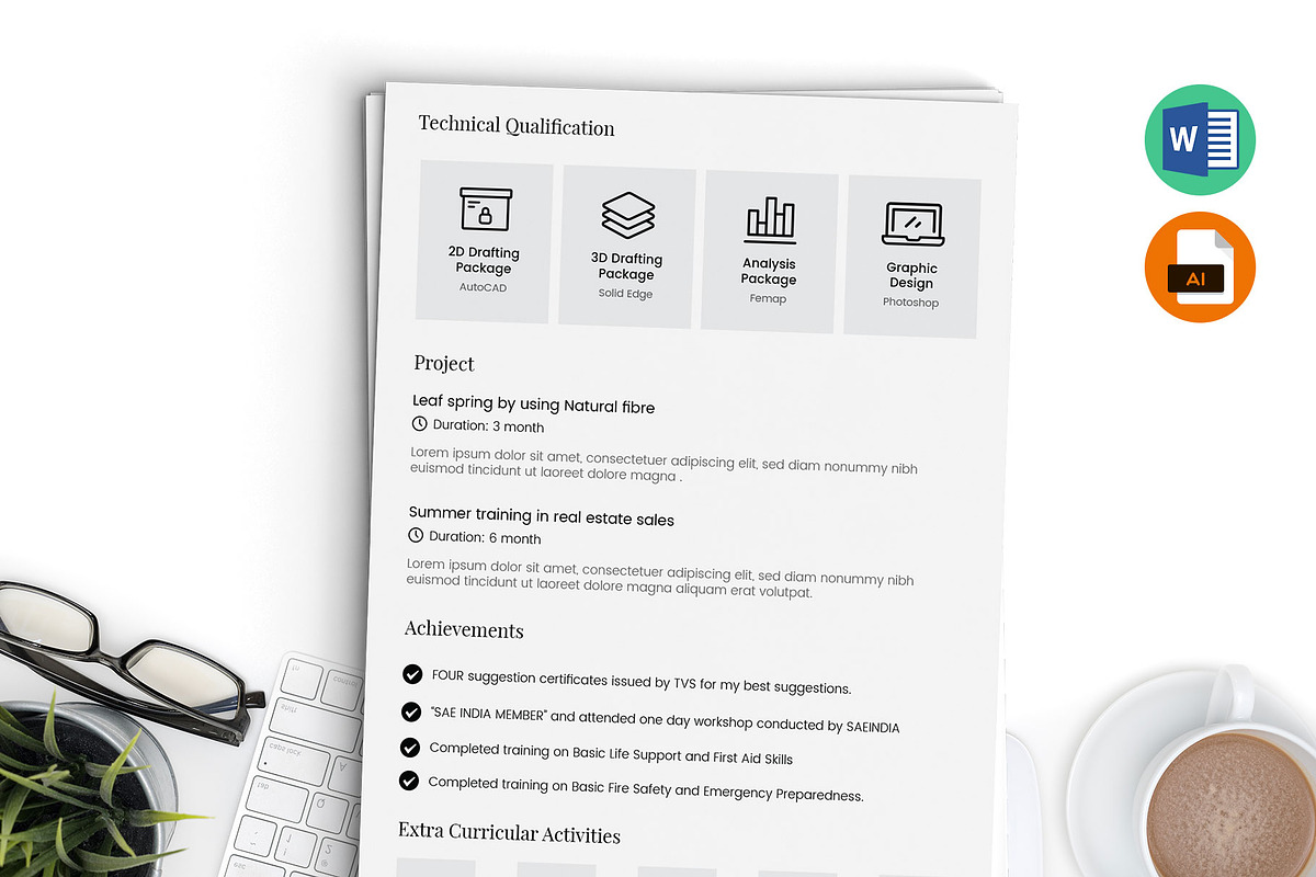 Fresher Resume Template Word, AI, a Resume Template by Hervat (Photo 2 of 3)