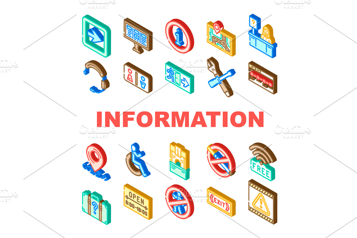 information data knowledge icons set, a Technology Illustration by pikepicture